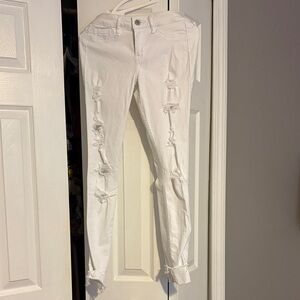 Hollister White Ripped Skinny Jeans